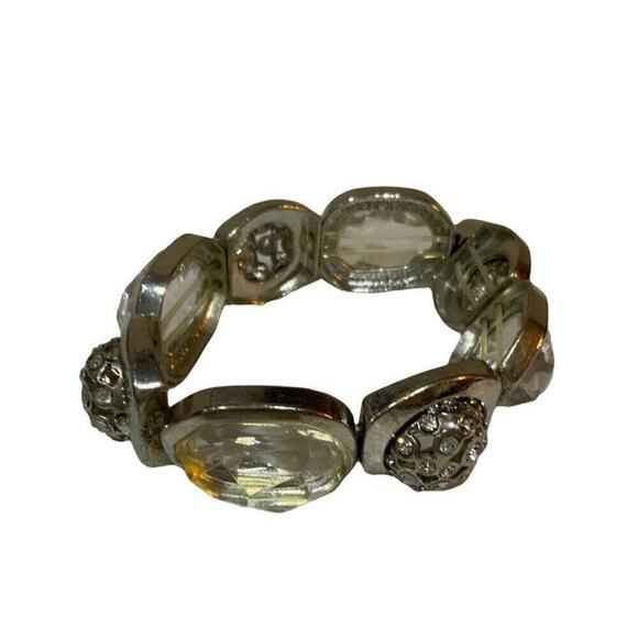 Chico's Oval Crystal Stone Gold Charm Stretch Bracelet Women's Fashion Jewelry - Picture 3 of 9